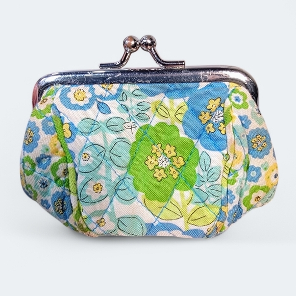 Vera Brandly English Meadow Floral Quilted Count Purse Small Kiss Lick Bag - Picture 1 of 16